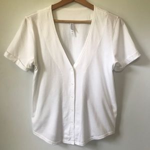 RVCA Button Up V Neck Tee Shirt, Size S